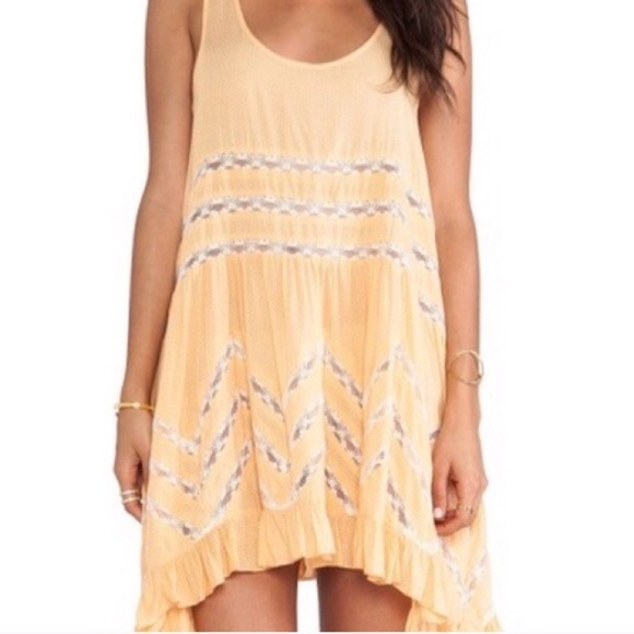 Free People Dresses & Skirts - Free People XS Voile & Lace Trapeze Slip Orange